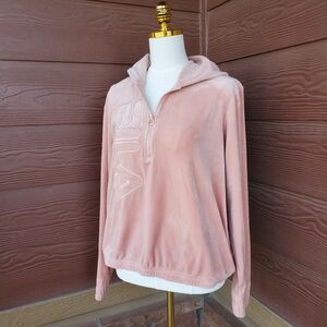 FILA Ladies' Pink Velour Quarter Zip Hoodie Size Large NWOT